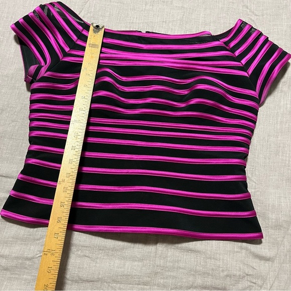JS Collections sheer purple and black striped corset top size 12 boat neck party - Picture 6 of 6